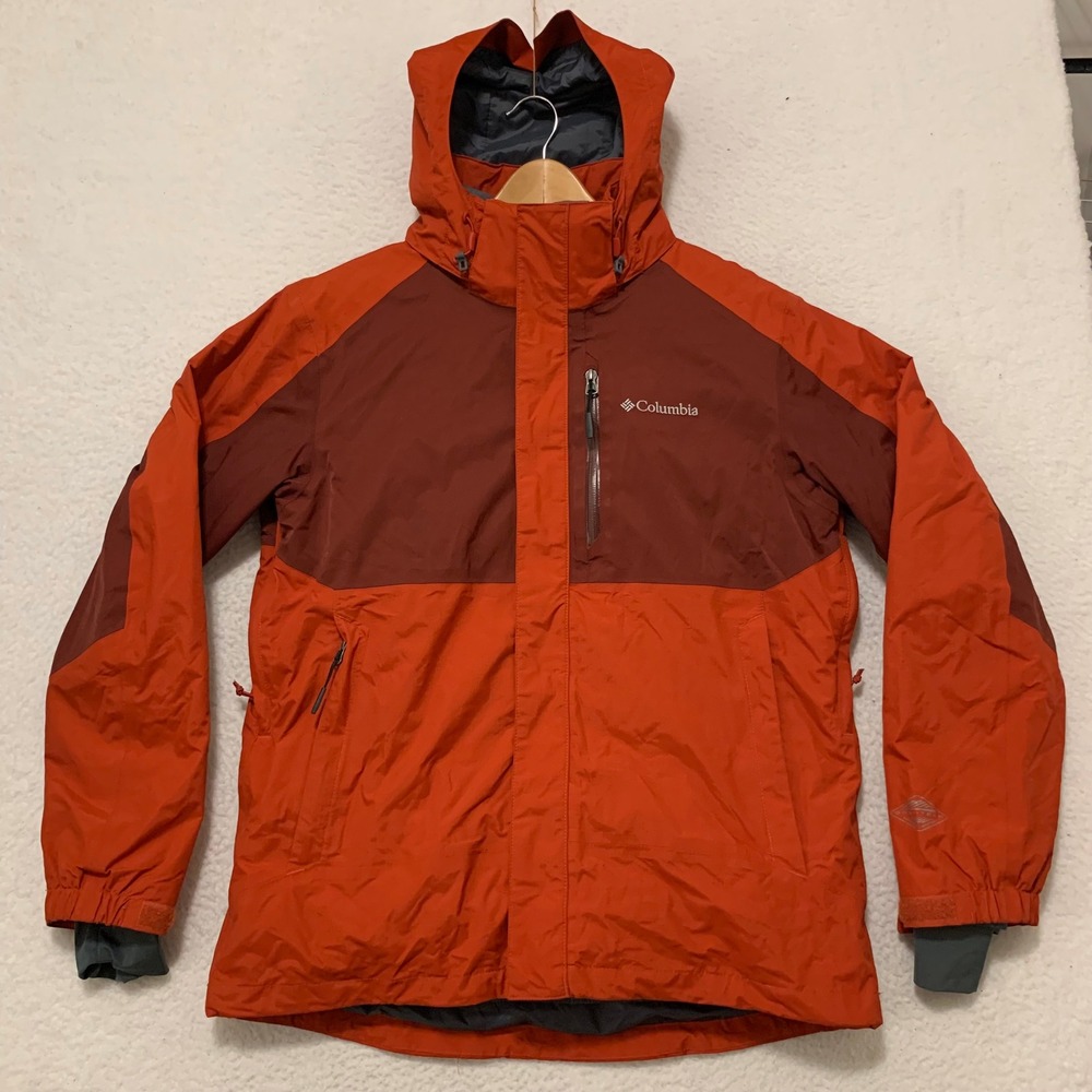 Columbia Interchange Jacket Mens M Omni-Heat Omni-Tech Hood Ski Gorpcore Orange
